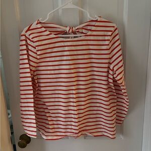 J. Crew woman’s ' Orange & White Striped Long-Sleeve Top with Back Knot